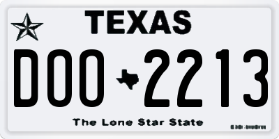 TX license plate DOO2213