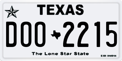 TX license plate DOO2215
