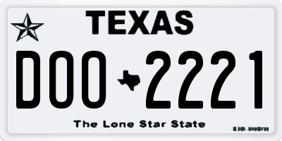 TX license plate DOO2221