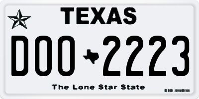 TX license plate DOO2223