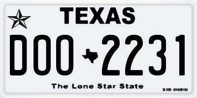 TX license plate DOO2231