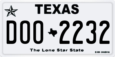 TX license plate DOO2232