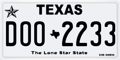 TX license plate DOO2233