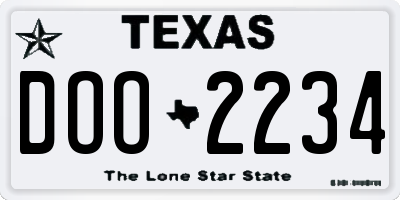 TX license plate DOO2234