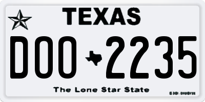 TX license plate DOO2235