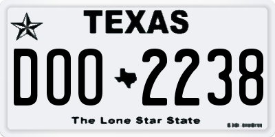 TX license plate DOO2238