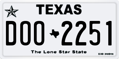 TX license plate DOO2251