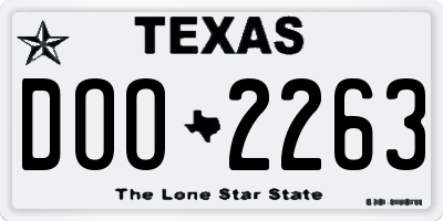 TX license plate DOO2263