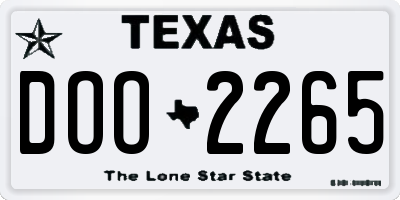 TX license plate DOO2265