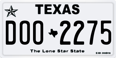 TX license plate DOO2275