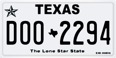 TX license plate DOO2294