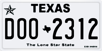 TX license plate DOO2312