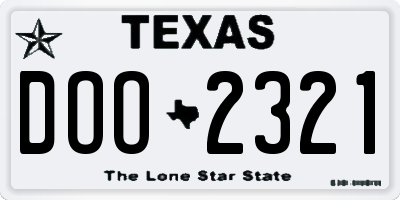 TX license plate DOO2321