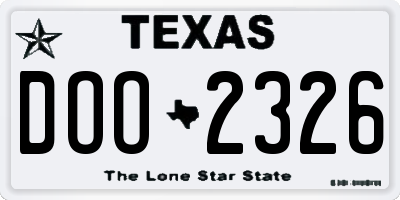 TX license plate DOO2326