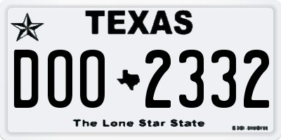 TX license plate DOO2332