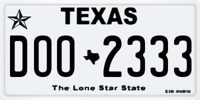 TX license plate DOO2333