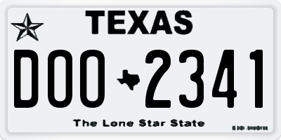 TX license plate DOO2341
