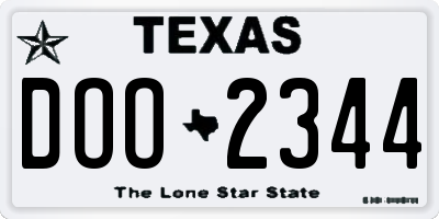 TX license plate DOO2344