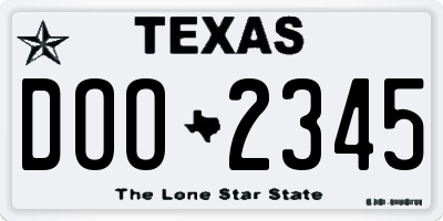 TX license plate DOO2345
