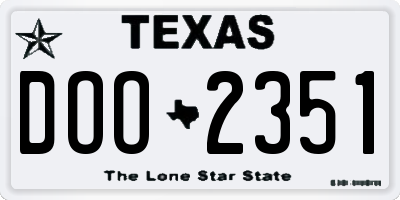 TX license plate DOO2351