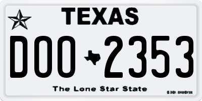 TX license plate DOO2353
