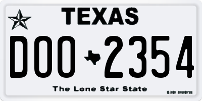 TX license plate DOO2354
