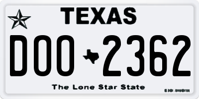 TX license plate DOO2362