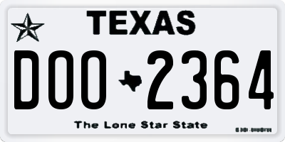 TX license plate DOO2364