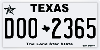 TX license plate DOO2365