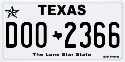 TX license plate DOO2366