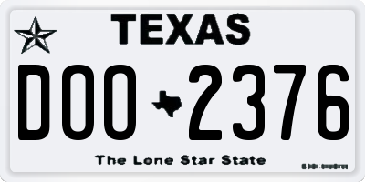 TX license plate DOO2376