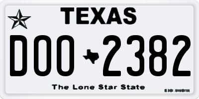 TX license plate DOO2382