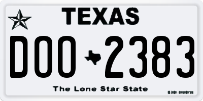 TX license plate DOO2383