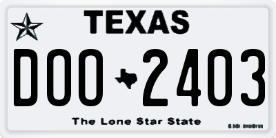TX license plate DOO2403