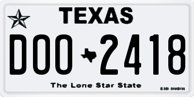 TX license plate DOO2418