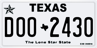 TX license plate DOO2430