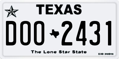 TX license plate DOO2431