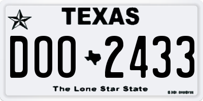 TX license plate DOO2433
