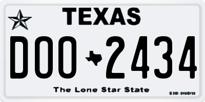 TX license plate DOO2434