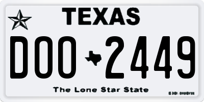 TX license plate DOO2449
