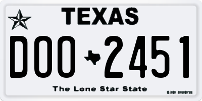TX license plate DOO2451
