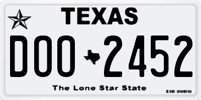 TX license plate DOO2452