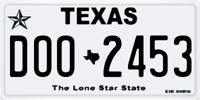 TX license plate DOO2453