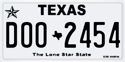 TX license plate DOO2454
