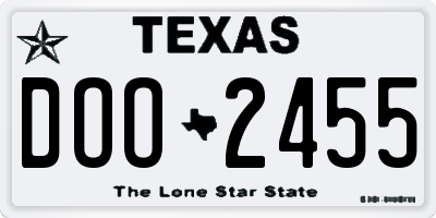 TX license plate DOO2455