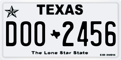 TX license plate DOO2456