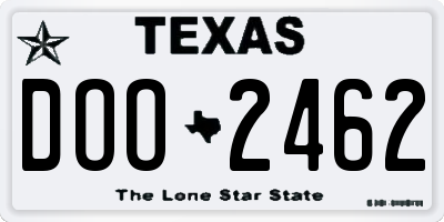 TX license plate DOO2462