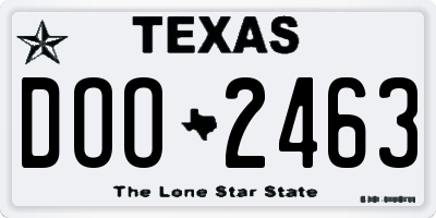 TX license plate DOO2463