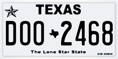 TX license plate DOO2468