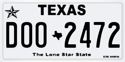 TX license plate DOO2472